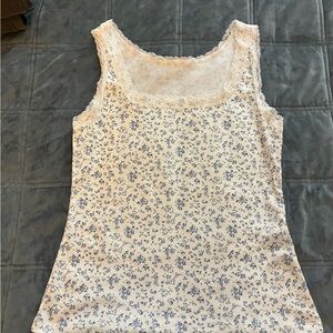 Floral Lace Trim Tank Top